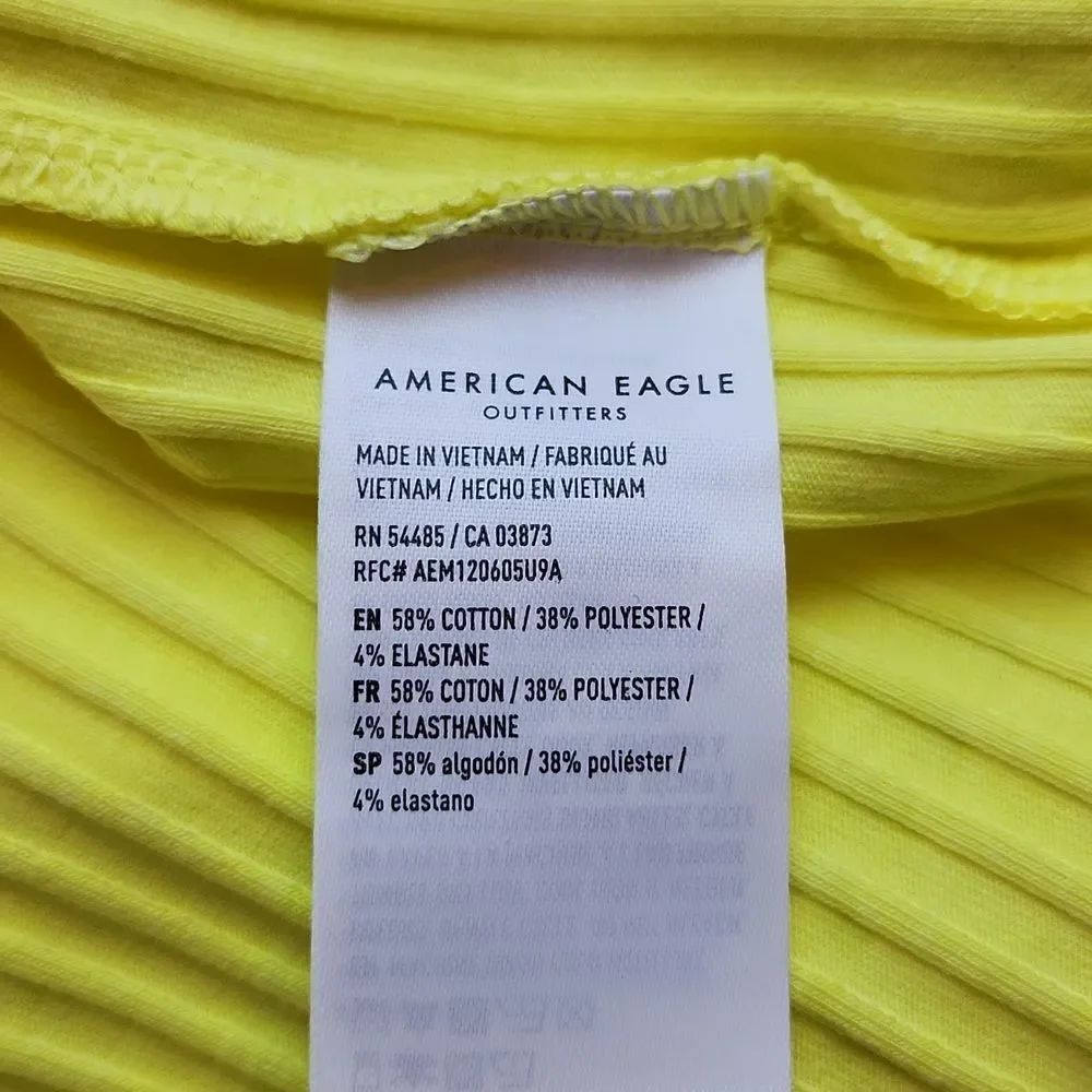 ☔️🔥NWT American Eagle Neon Yellow Deep Scoop Neck Sleeveless Dress Small - Picture 10 of 11